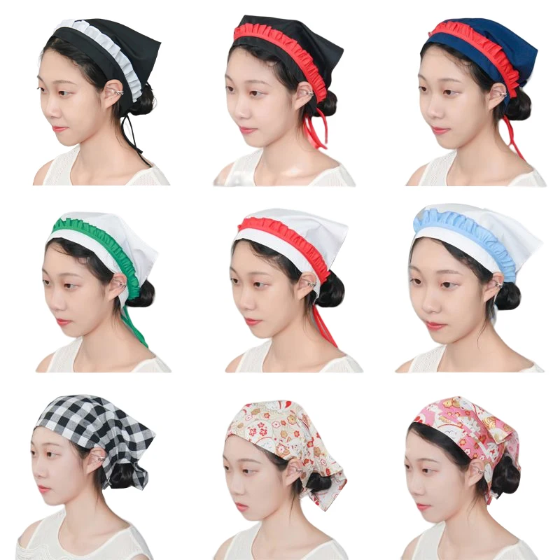Women's Chef Hat Waiter Headscarf Japanese Izakaya Sushi Restaurant Cooking Bakery Work Cap Catering Dust Proof Sanitary Cap 2