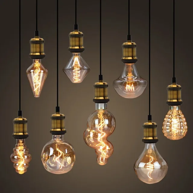 Dimming Edison bulb LED filament lamp retro lamp atmosphere lamp decorative warm light lamp net black milk tea shop ins style