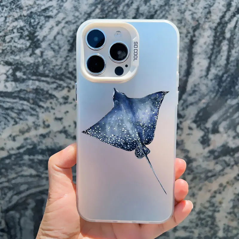Sea Blue Turtle Design Laser-Engraved Phone Case with Cool Ocean Pattern
