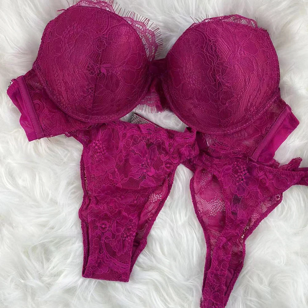 New Sexy Lace Bra, Diamond Letter Shoulder Strap Underwear Thong Three piece Sexy Bra Set, Lace Bra Set, Free Wholesale