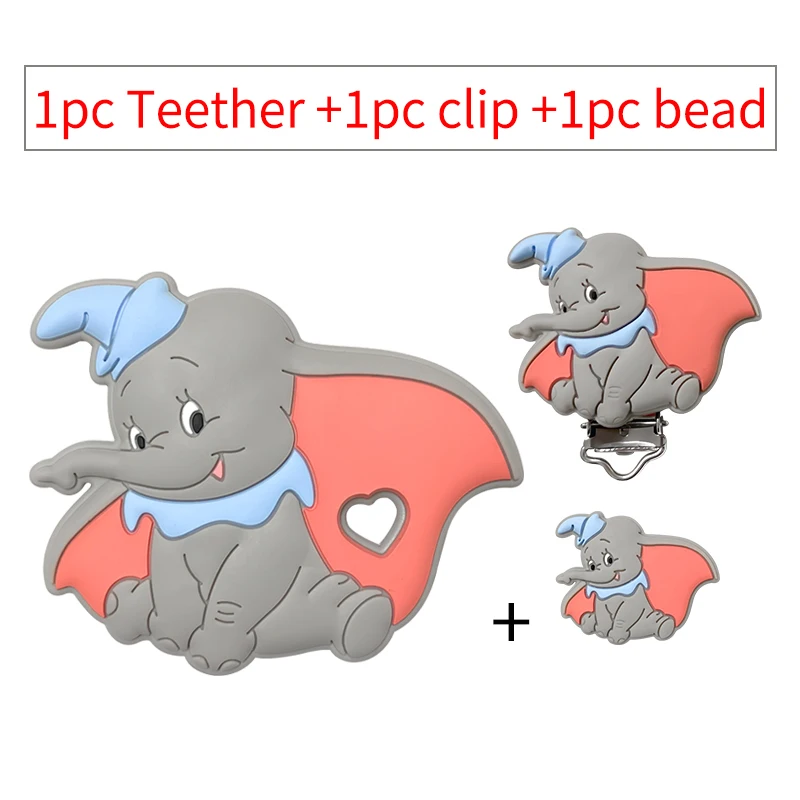 Disney Pooh Dumbo Mickey Silicone Beads Teether Food-Grade Chewing Teeth Bead DIY Nipple Chain Jewelry Accessories 1set teething toys teething beads baby silicone accessories