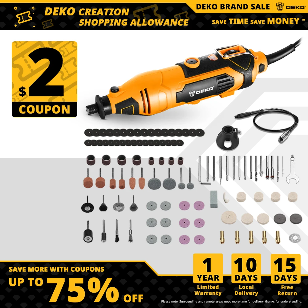 DEKO DKRT02 220V Electric Drill Variable Speed Mini Grinder Rotary Tool Kit Cutting Polishing Drilling with dremel Accessories|Electric Drills| - AliExpress