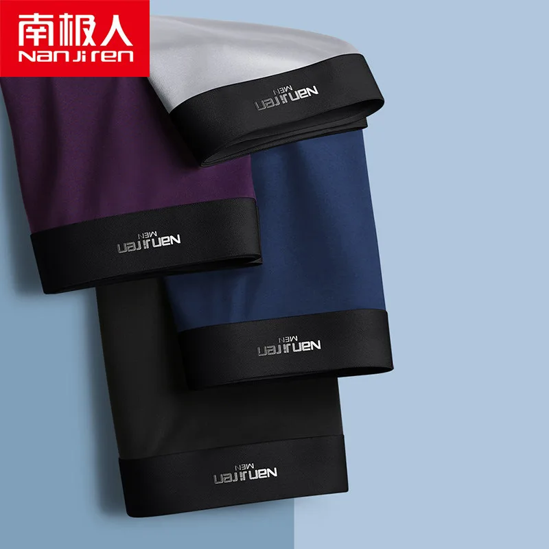 NANJIREN Underwear Panties Mens 4Pcslot Underwear Solid color Cotton Model Boxers Men Ventilate Plus Size Boxers 4