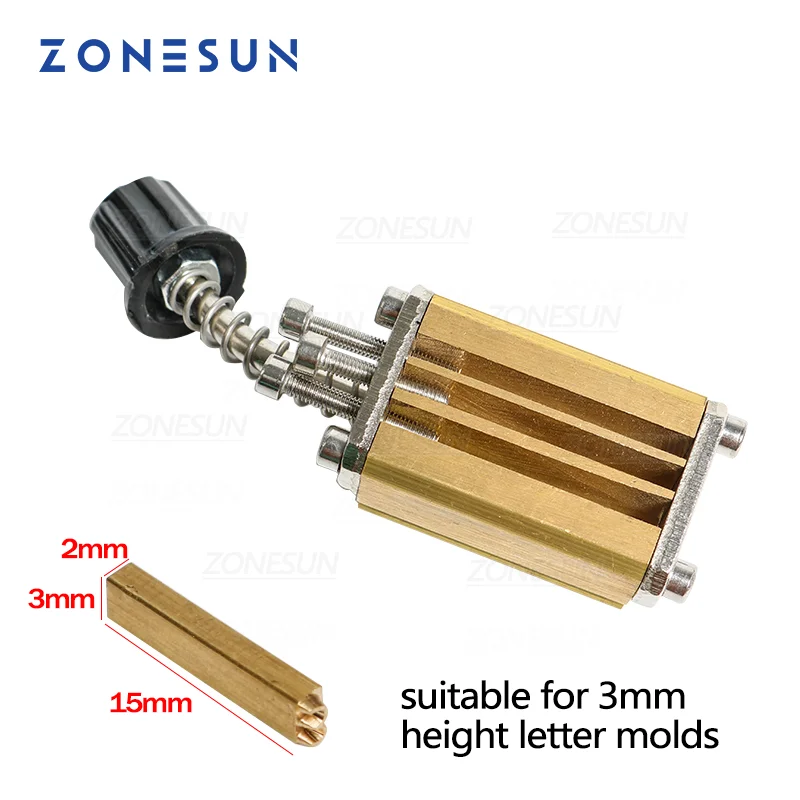 ZONESUN Mould holder of ribbon printer LT-50D coding device heat head of stamping printer heat block of printer letter die cave 3d printer heat block v6 extruder block 3d printer accessory replacement for e3d brass