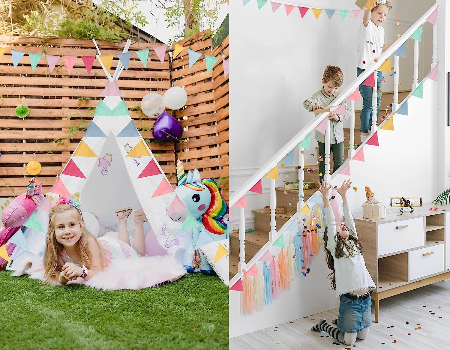 Colorful Rainbow Pennant To Decorate Mexican Pastel Colored Pennants Hanging Child Banner Birthday Garland School 4M 12-180PCS birthday banner party decorations