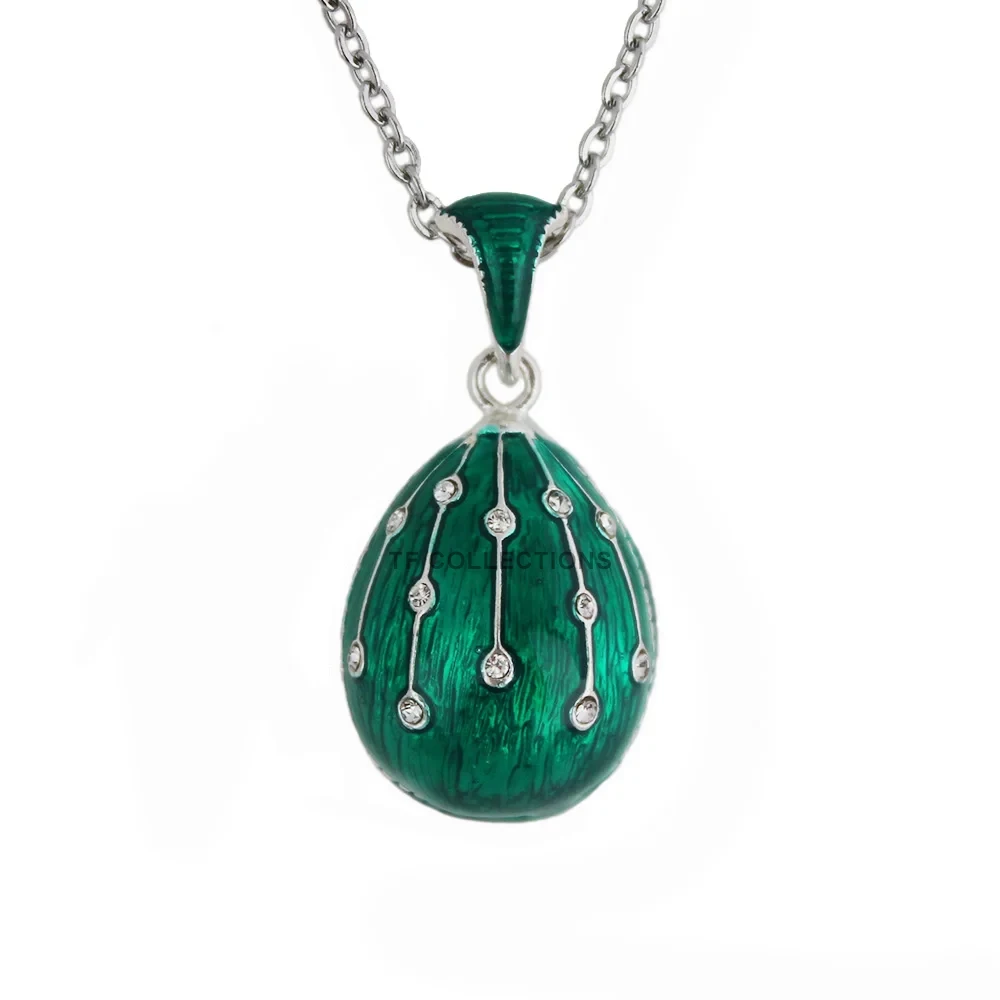 YAFFIL Lucky Meteor Easter Egg Pendant Necklace Enamel handmade Charm rhinestone Gift for Wife, Family 3