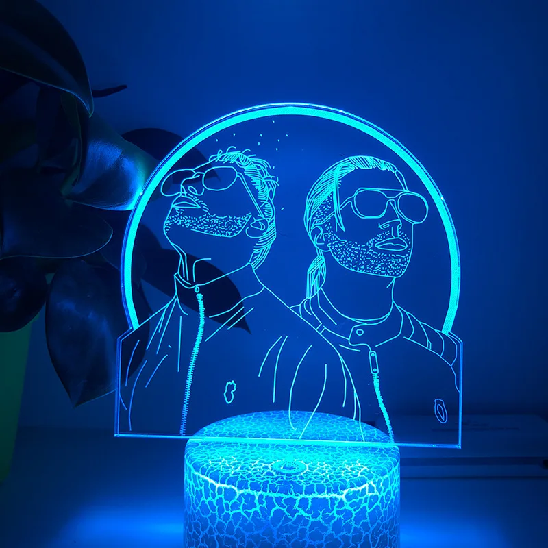 night lamp 3D LED Night Light French Rap Group PNL Home Decor Bedroom Cartoon Table 16Color Changing Touch Lamp For Fans Gifts Light motion sensor night light