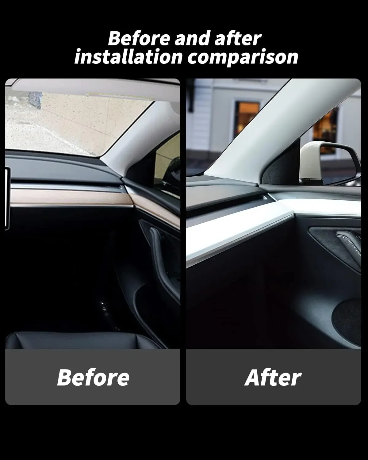 For Model 3 Model Y 2019-2024 Dashboard Cover and Door Trim Panel Dash Trim Compatible with Tesla Model Y  2024 Model 3 2023