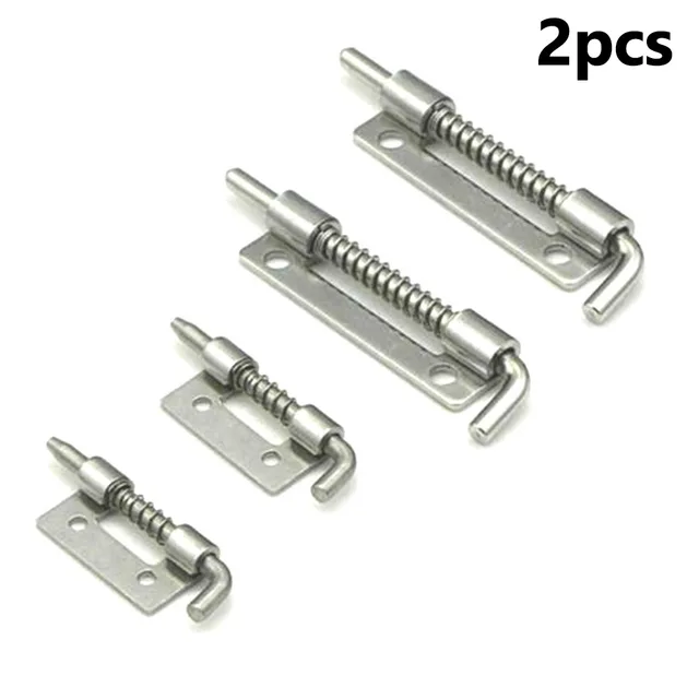 2PCS Spring Loaded Latch Pin 304 Stainless Steel Silver Window Cabinet Hinges Security Door Bolt Latch For Household Hardware 3