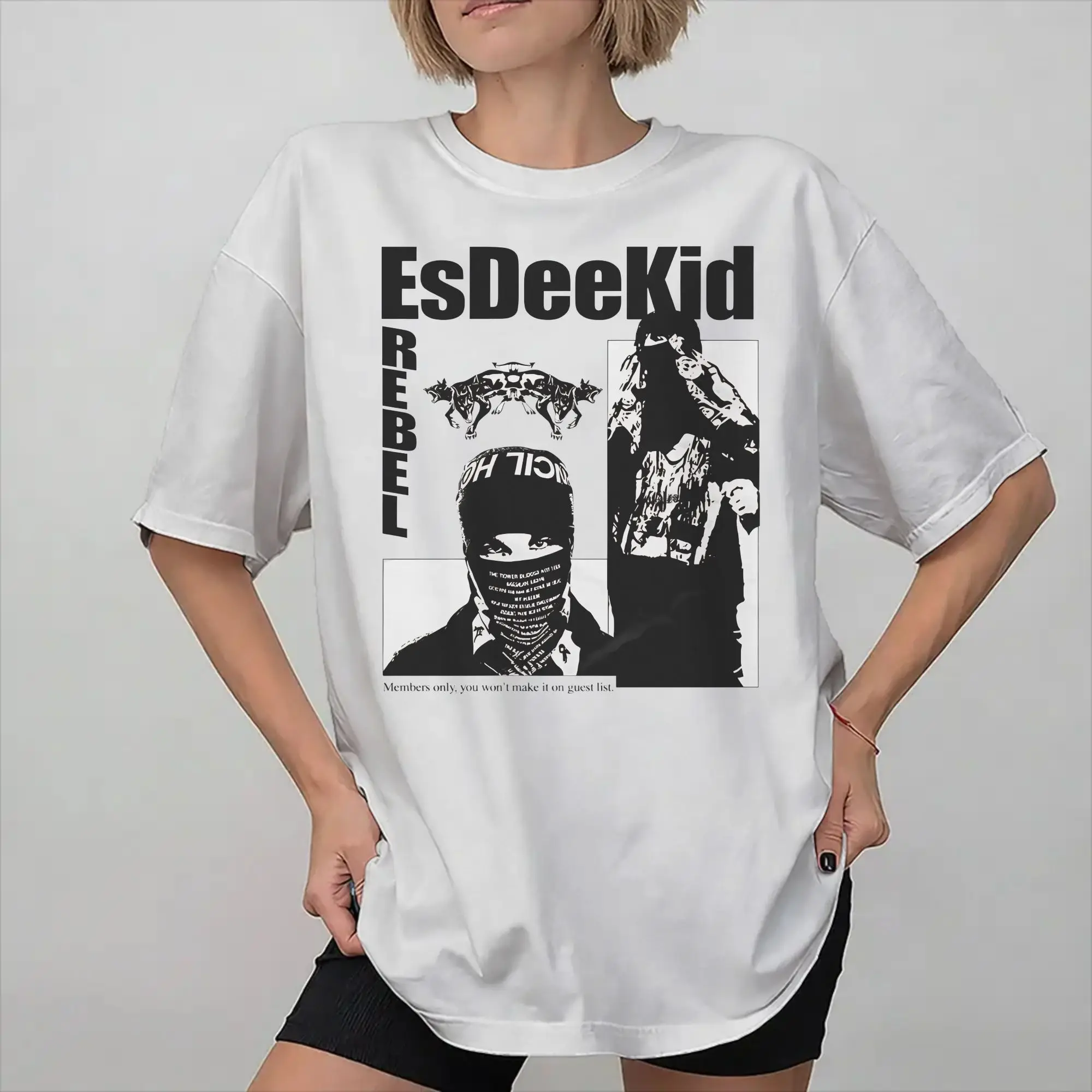 Herren Damen EsDeeKid Rebel Rapper T-Shirt aus reiner Baumwolle, bedrucktes T-Shirt, Oberteil