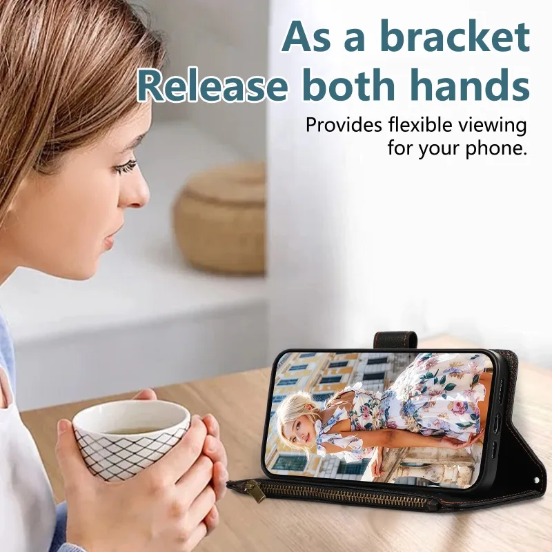 Stylish Crossbody Wrist Strap Wallet with Card Holder and Leather Cover