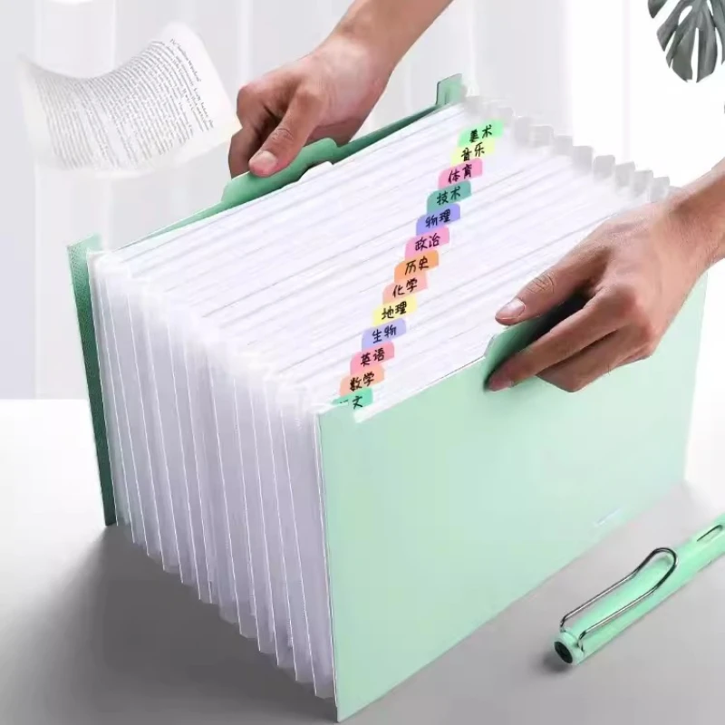 

13 Grids Expanding File Folder Vertical File Bag Examination Paper Storage Case Students with Classification Expansion Bag