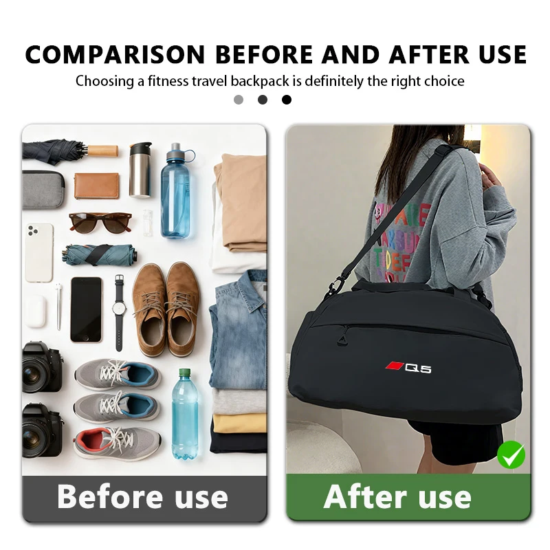 Borsa portaoggetti da viaggio con logo auto, custodie portatili per sport e fitness per Audi A6 A5 A1 S1 S3 S4 RS5 RS6 A7 A8 Q2 Q8 RS3 RS4 - immagine 3