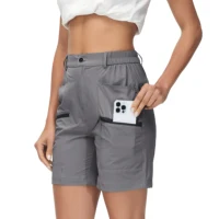 Women's Hiking Cargo Shorts Quick Dry Nylon Shorts Summer Travel Active Golf Shorts with 6 Pockets Water Resistant - Image 6