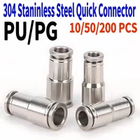 304 Stainless Steel Pneumatic Quick Connect Fitting PG PU 4 6 8 10mm for Air Compressor Gas Pipe Hydraulic Plug-In 10-50PCS 1