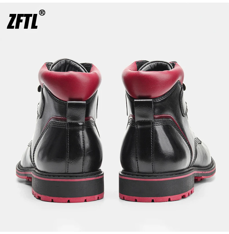 ZFTL Men's boots British style single boots autumn new shiny leather boots Basic boots Men Black Ankle Boots Retro Casual Bots