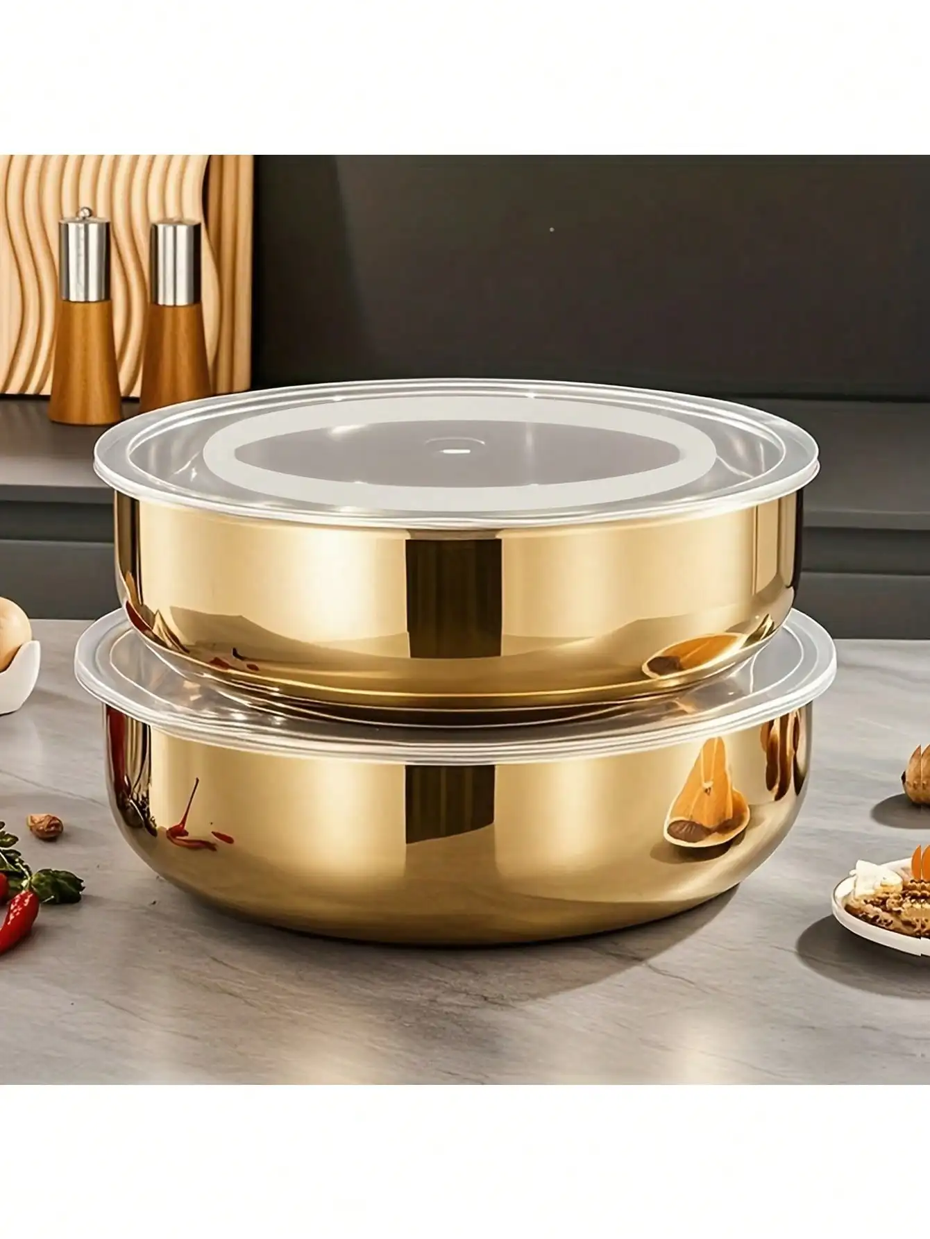 1pc Extra Deep & Wide Stainless Steel Mixing Bowl With Lid - Rust-Resistant, Dishwasher, Commercial-Grade Durability | Ergonomi