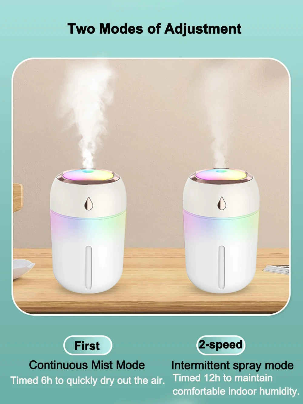 Description Picture 4 of itemPortable Air Humidifier Mini USB Aroma Diffuser With Cool LED Light Mist For Bedroom Home Car Plants Purifier Humificador 330ml
