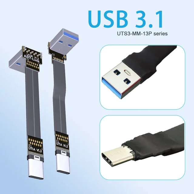 고속 연결, 데이터 전송 및 다양한 장치 호환성을 위한 ADT USB 3.1 플랫 리본 케이블