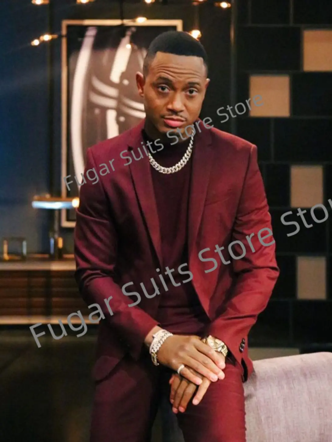 Fashion Burgundy Wedding Man Suits Slim Fit Notched Groom Formal Tuxedos 2 Pieces Sets Luxuly Business Male Blazer Costume Homme
