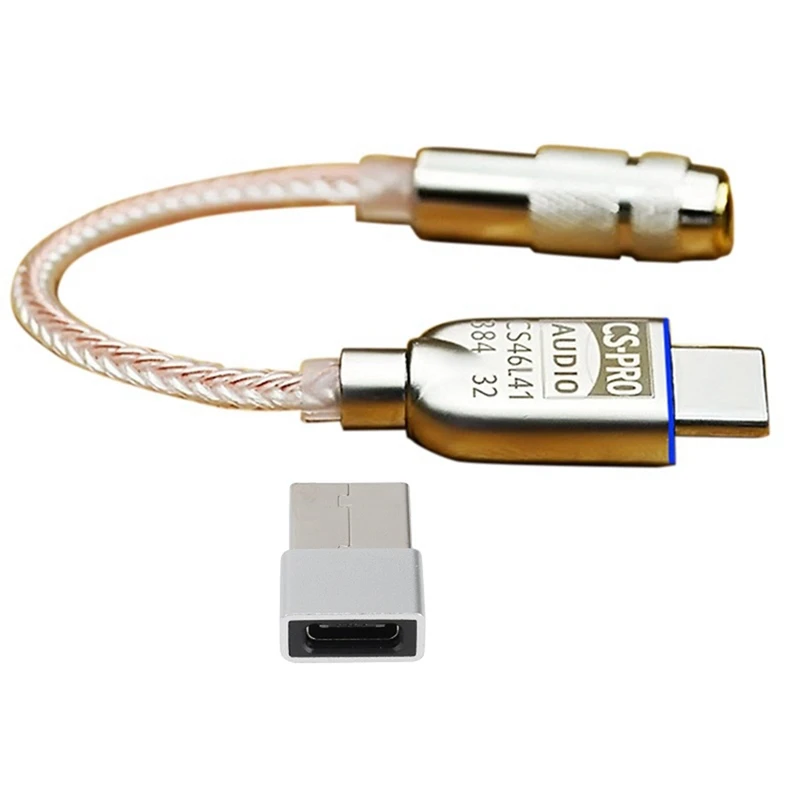 

Цифровой Hi-Fi усилитель для наушников с разъемом Type-C на 3,5 мм, чип Cs46l41, декодирование ЦАП, аудиоадаптер, кабель для Android Win10