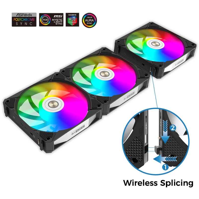 Cooling Fan Grupo 120 mm Bloco Fdb Bearing Snap Fit Instale 5v 3pin Luz Led Pwm Ventilador Argb para pc Case Alseye-i12 pc