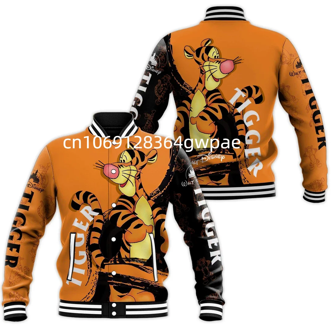 

Disney Tigger Winnie the Pooh Baseball Jacket Men Casual Sweatshirt Hip Hop Harajuku Jacket Streetwear Loose Varsity Coat Hoodie
