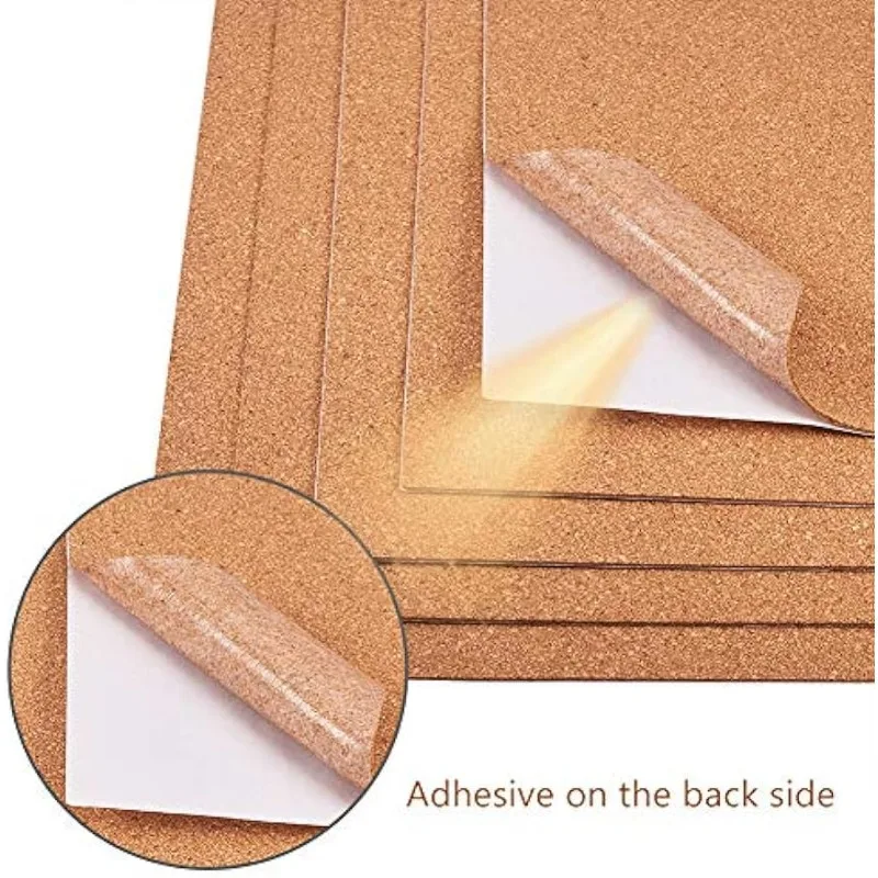 Self Adhesive Cork Sheets 8 Pack Self-Adhesive Cork Sheets 1mm Thick A4 Rectangle Insulation Cork Backing Sheets for Coaster, Wall Decoration, Halloween