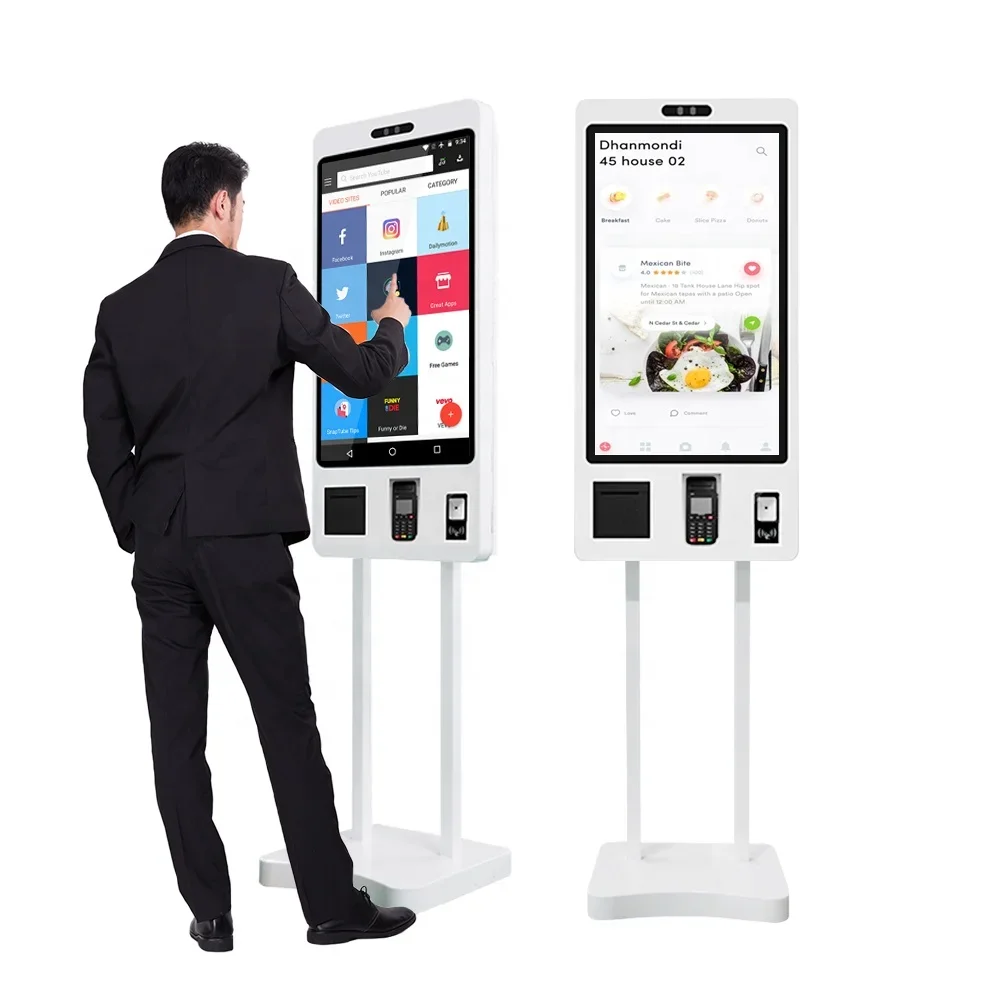 

Fast Food 21.5 24 32 Inch Touch Screen POS Self Order Machine Self Service Payment Ordering Kiosk for KFC/Restaurants