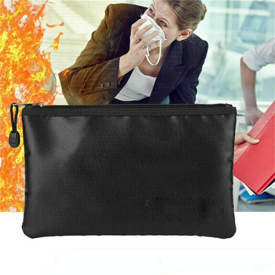 Fireproof Waterproof Document Bag - 2000°F Protection With Dual Pockets For Valuables