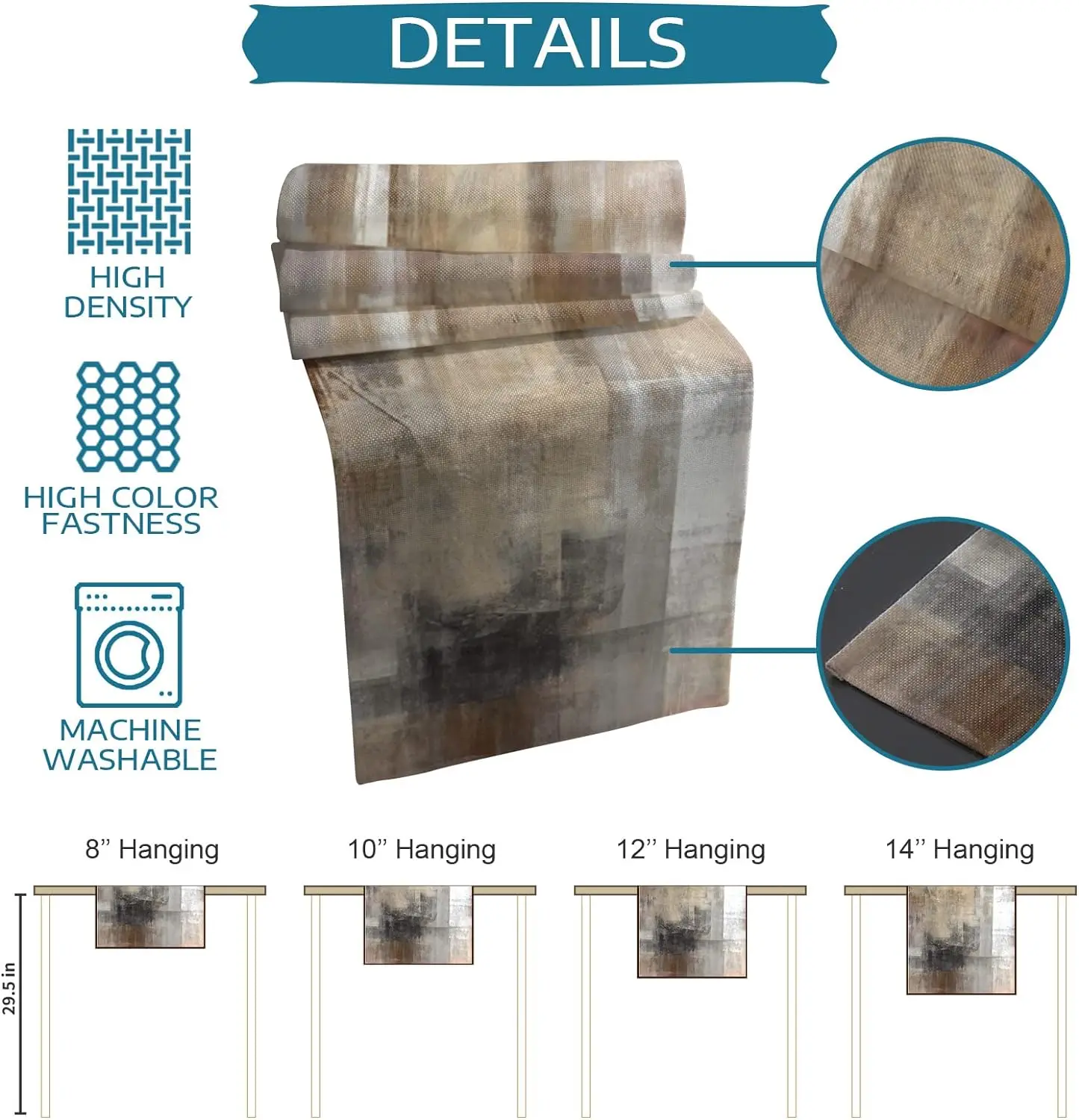 Abstract Art Brown Oil Painting Linen Table Runner Dresser Scarves Farmhouse Kitchen Dining Table Runners Holiday Party Decor 6