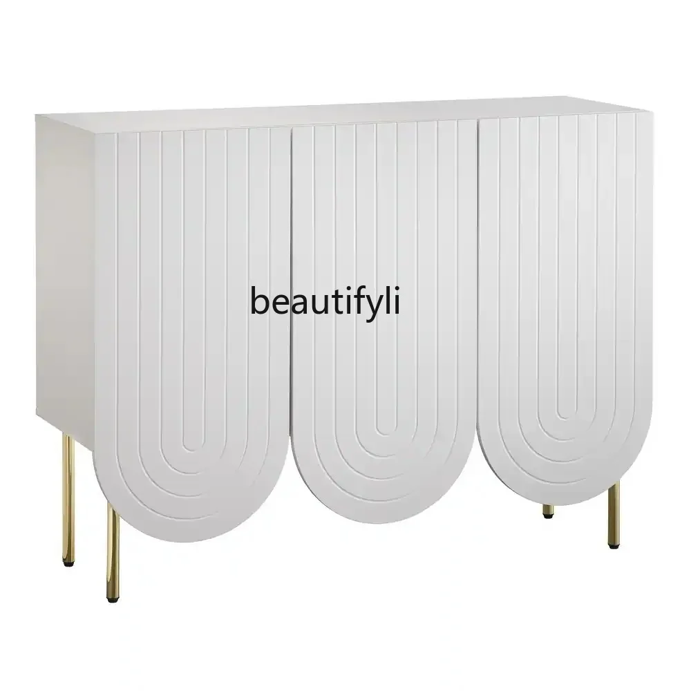Italian-Style Light Luxury Solid Wood Entrance Cabinet Sideboard Cabinet Entrance Shoe Cabinet Living Room Locker