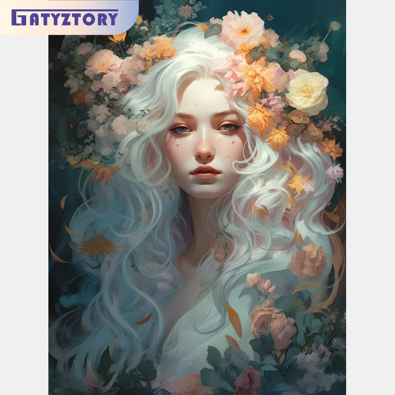 

GATYZTORY Acrylic Painting By Numbers For Handicrafts Anime Girl Number Painting Paint Kit Painting Decors On Canvas Artwork