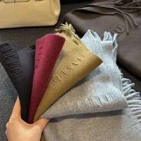 High Quality Scarf Women Winter Autumn Popular Embossed Letter Wool Blended Muffler Female Youth Vitality Warm Solid Shawl Lady - Image 2