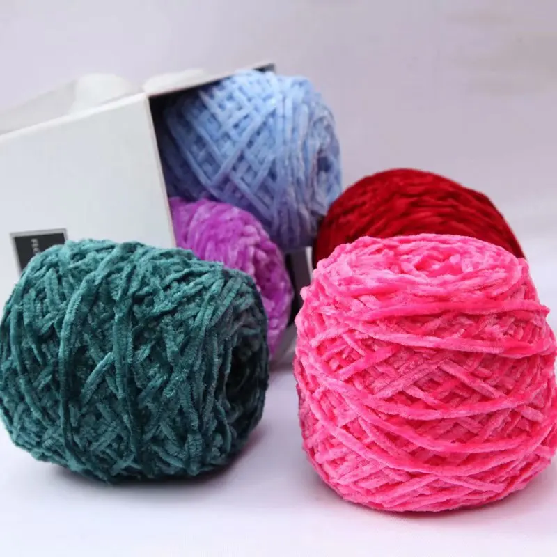 100g/Roll Velvet Yarn Polyester Blended Cotton Chenille Yarn Crochet Hand Knitting Thread For Scarf Sweater DIY Craft 2
