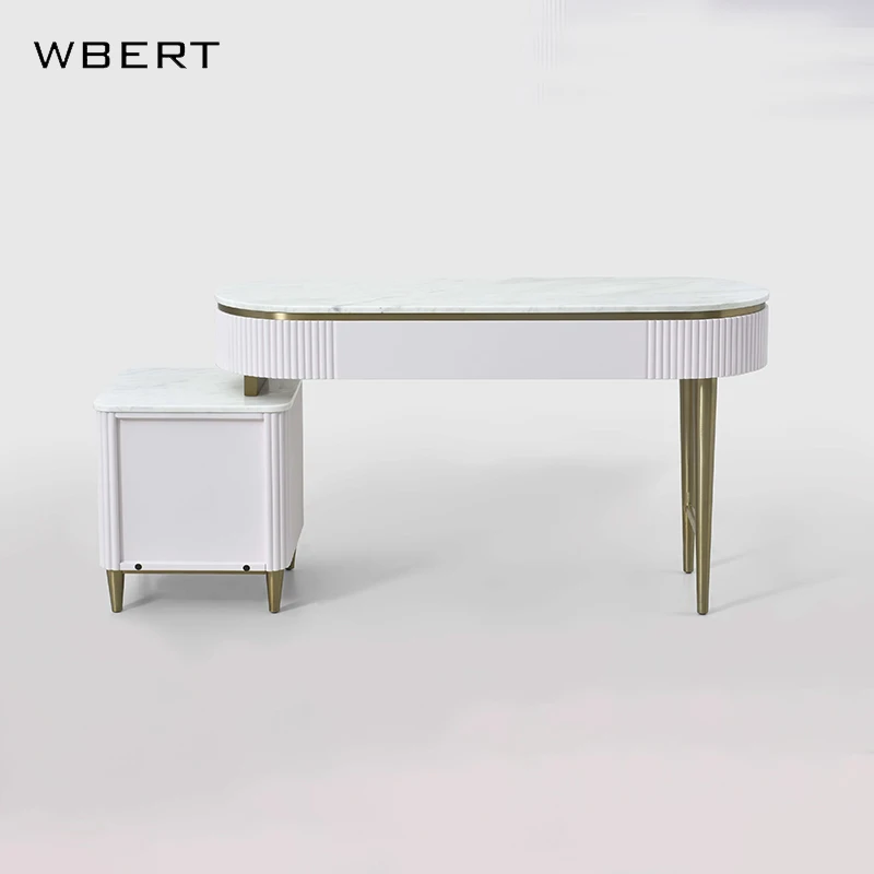 Wbert Nordic Light Luxury Vanity, Modern Minimalist Makeup Station,suitable For Small Bedrooms,integrated Storage And Study Desk