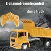 Rc Car Dump Truck Vehicle Toys For Children Boys Xmas Birthday Gifts Yellow Color Transporter Engineering Model Beach Toys Gift 3