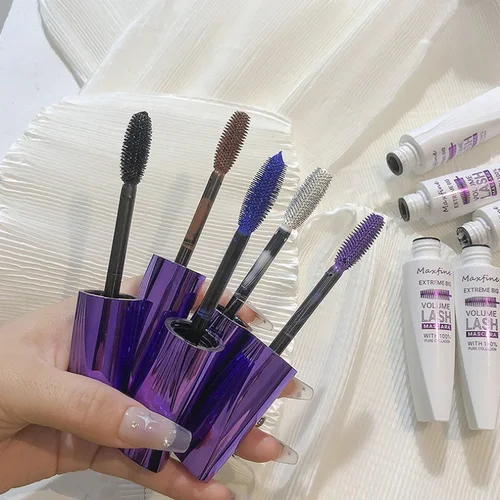 5D 실크 섬유 마스카라 컬러풀 방수 컬링 두꺼운 마스카라, 번지지 않는 빠른 건조, 오래 지속되는 속눈썹, 메이크업 도구 4