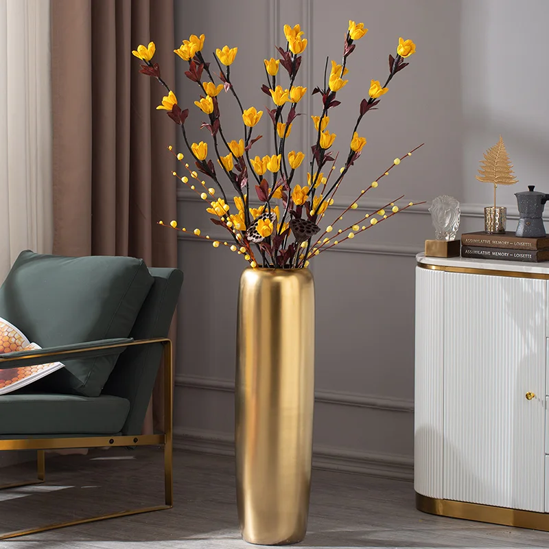 Jarrones de lujo con diseño de flores para sala de estar, jarrón grande de  suelo alto, decoración de boda, adorno moderno, OA50HP - AliExpress