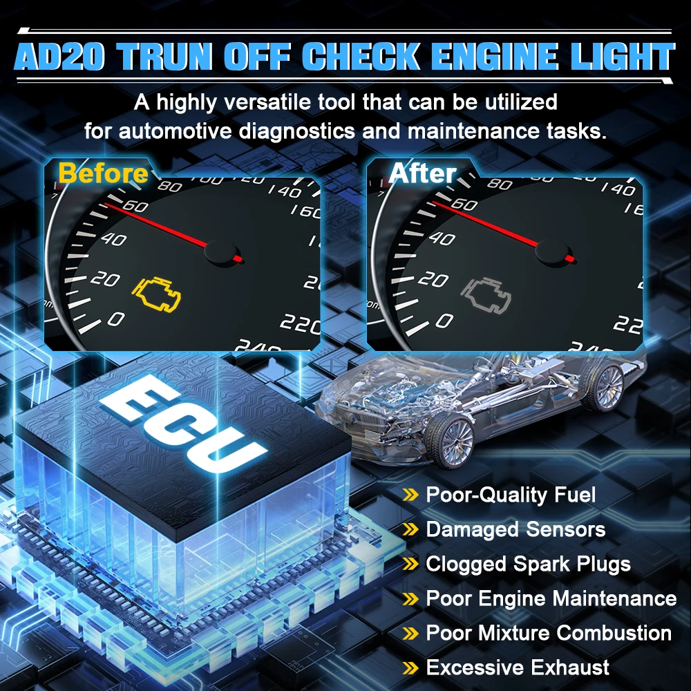 XTOOL AD20 Bluetooth Auto OBD2 Scanner 2025 Code Reader OBD 2 Diagnostic Tools Read fault code Engine Diagnosis Free Application 5