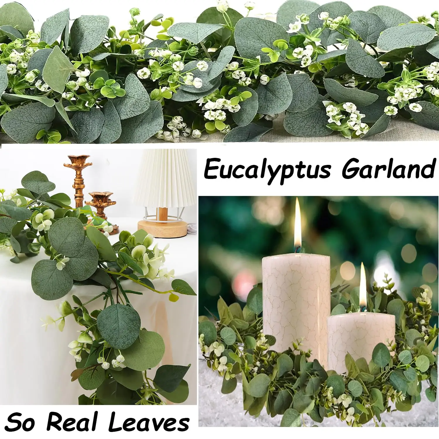 1.8 متر الزهور الاصطناعية الأوكالبتوس جارلاند الخض...