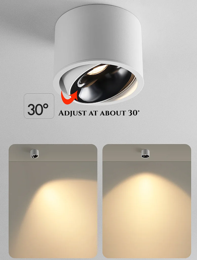 Recessed Ceiling Spotlight LED Downlight Adjustable Angle Ultra-thin Round