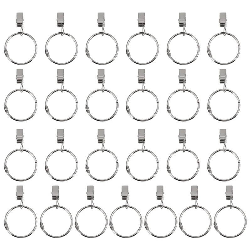 Promotion! 25 Pack Curtain Ring Wiht Clips Metal Decorative Drapery Window Hooks With Strong Clip Rustproof Easy |