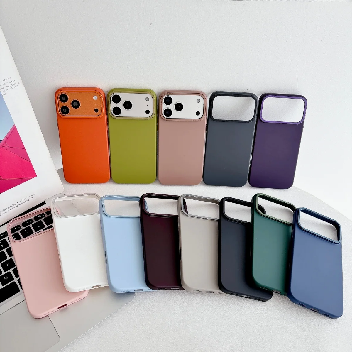 Luxury Frosted Skin Solid Color Phone Case with Metal Frame and Non-Slip Grip