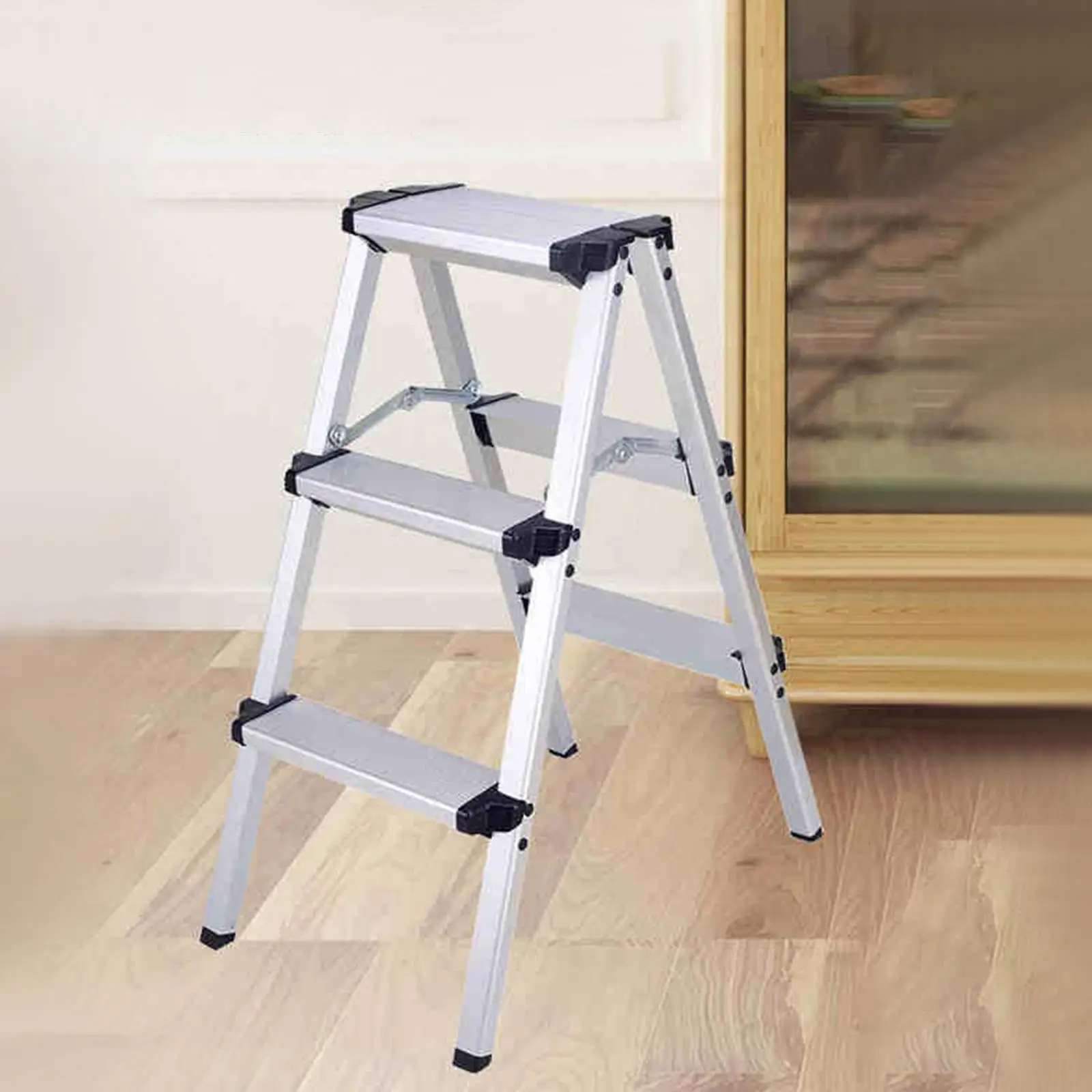 3 Step Stool Stepladder Foldable Storage Shelf Rack Multipurpose Folding Step