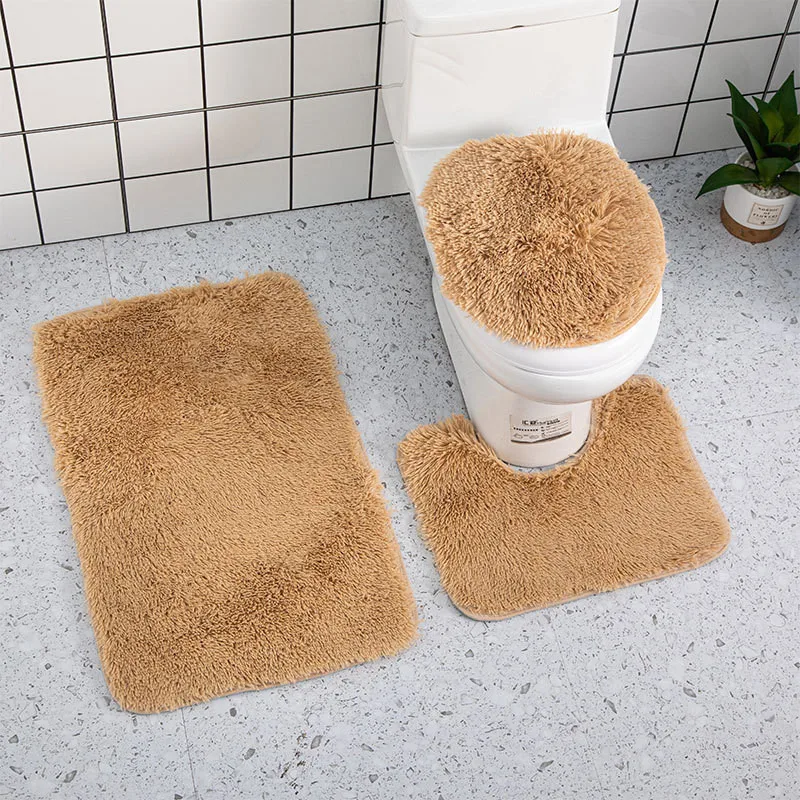 Toilet Seat Cover 3pcs Set Bath Mat Shower Room Floor Rug Home Bathroom Anti-Slip Absorbent Doormat Bathtub Decor Carpet