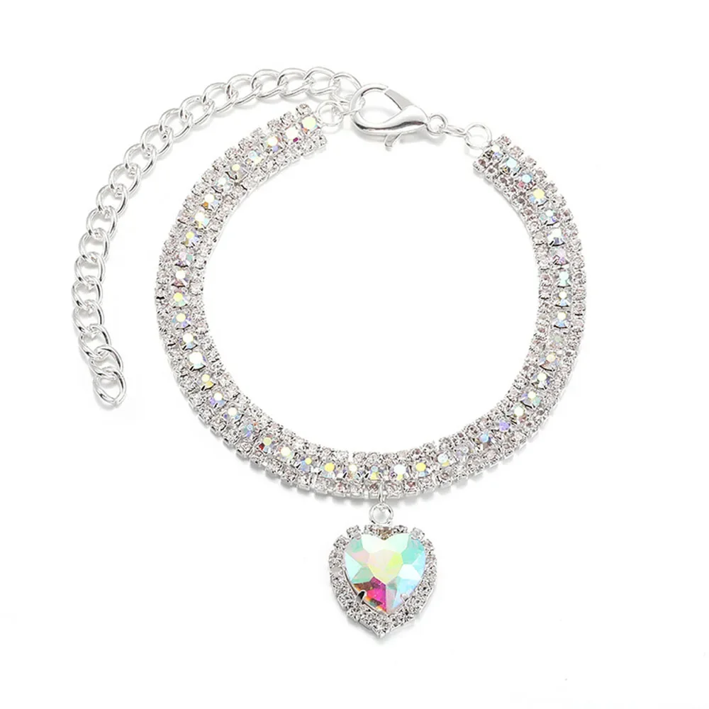 Haustier-Halsband Mit Strass & Knochenanhänger – Verstellbar, Elastisch, Für Kleine Hunde & Katzen