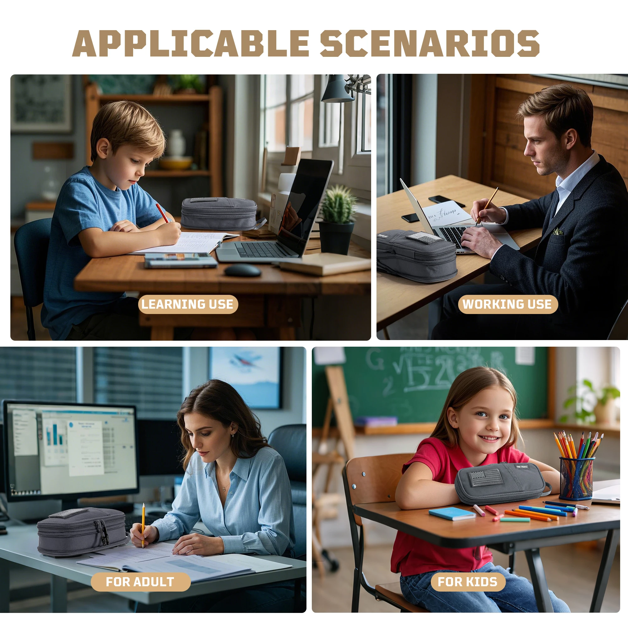 ONETIGRIS 필통 - 연필 주머니 학교 사무용품 문구류, 지퍼 멀티 슬롯 대용량 연필 가방 정리함