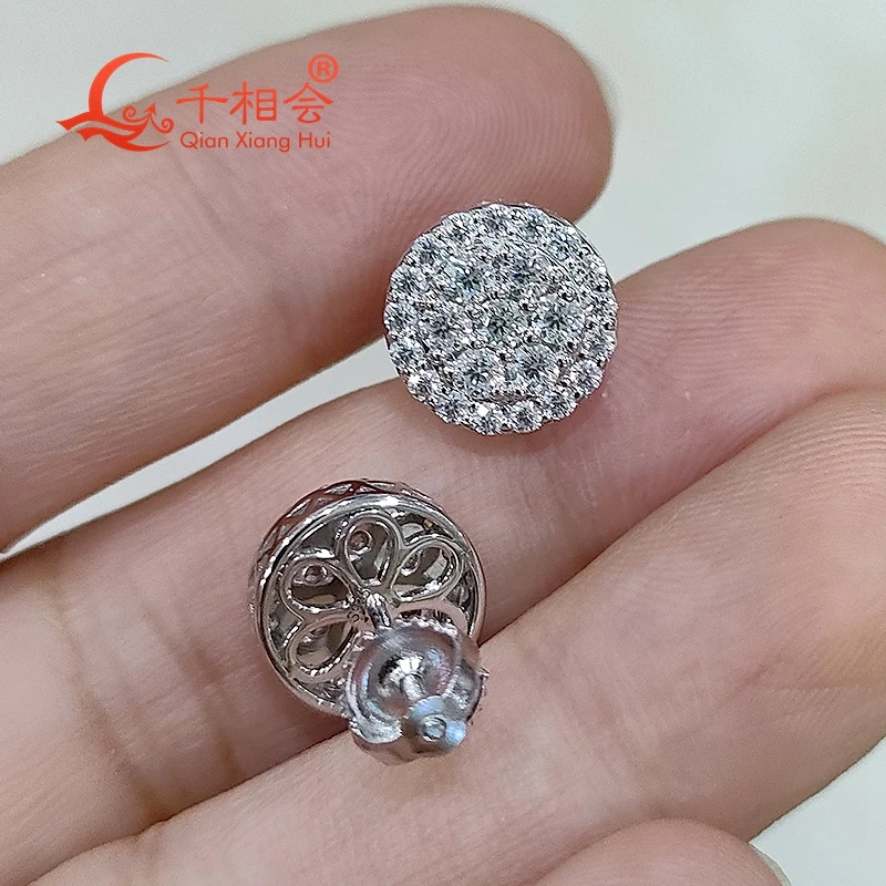 10mm melee round shape 925 silver white color D VVS moissanite stone ear stud  Earing for jewelry gift datting women wedding