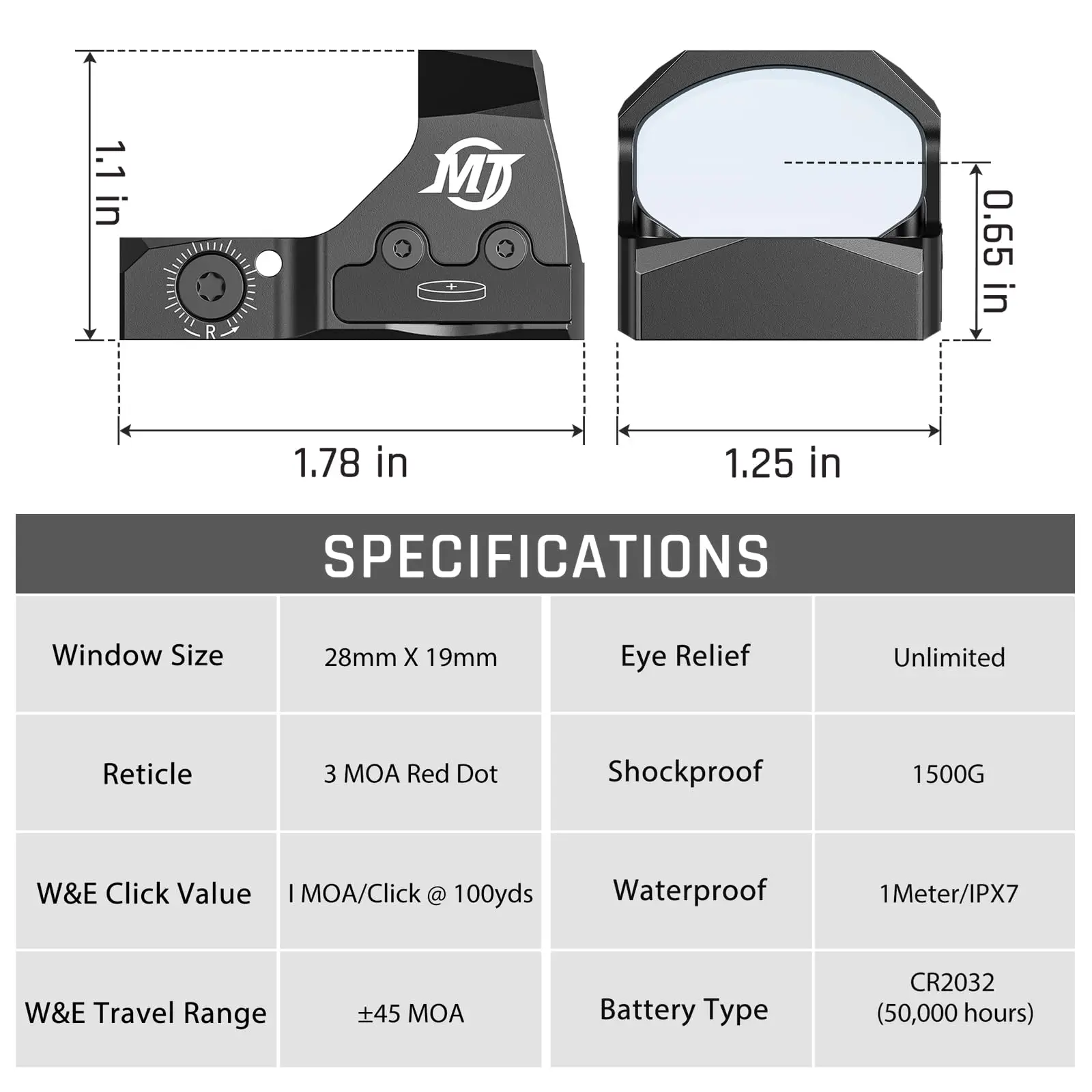 Airsoft Shake Motion Awake Red Dot Sight For RMR GL MOS Picatinny 3 MOA Pistol Optics 28mm Large Aspheric Lens Shockproof